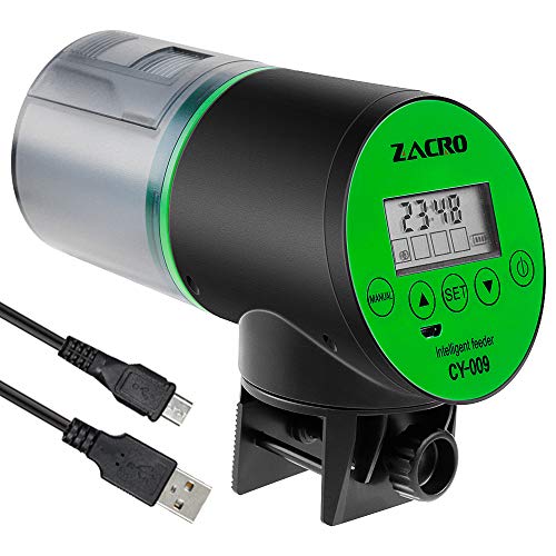 Zacro Automatic Fish Feeder - Rechargeable Timer Fish Feeder with USB Charger Cable, Fish Food...